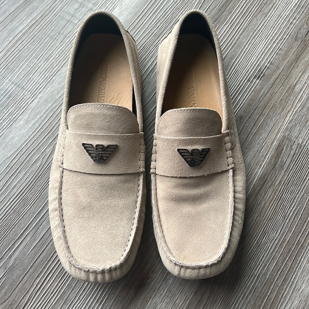 Emporio Armani Suede driving loafers with logo
